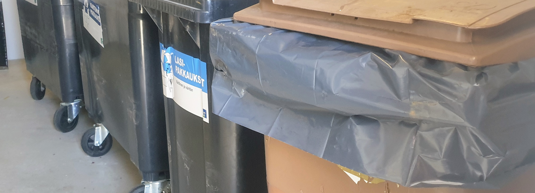 Roskasäiliöt rivissä.